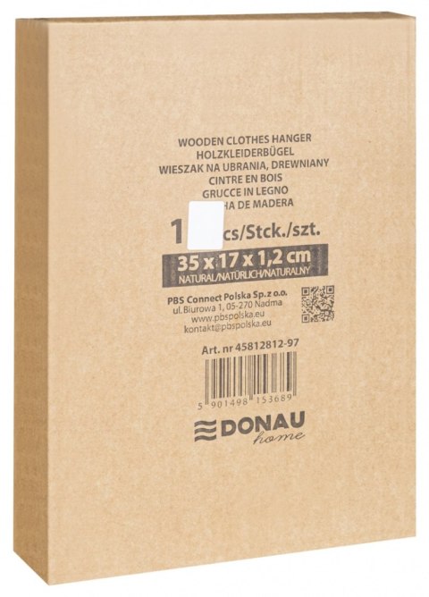 Wieszak na spodnie drewniany DONAU HOME, 35x17x1,2cm, 10 szt., naturalny