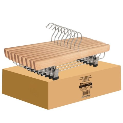 Wieszak na spodnie drewniany DONAU HOME, 35x17x1,2cm, 10 szt., naturalny