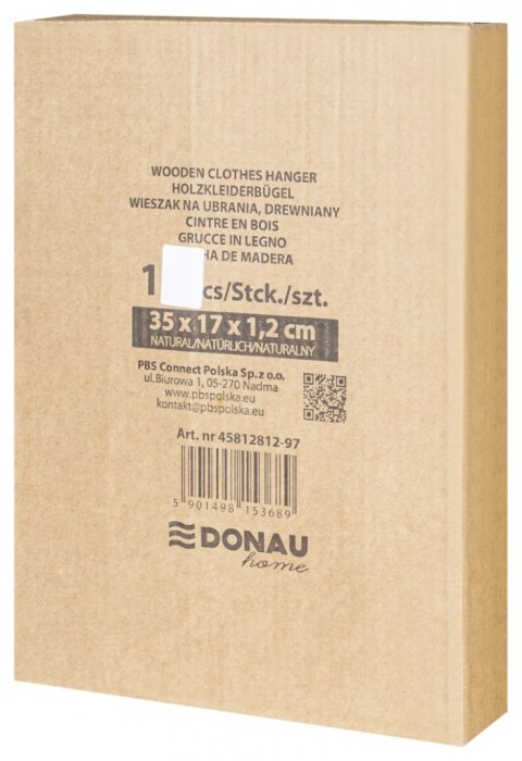 Wieszak na spodnie drewniany DONAU HOME, 35x17x1,2cm, 10 szt., naturalny
