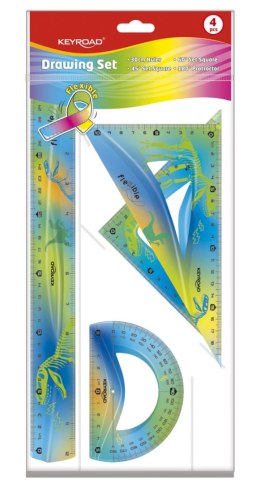 Zestaw geometryczny KEYROAD, motyl/dinozaur, elastyczny, 4 elem., zawieszka, mix kolorów